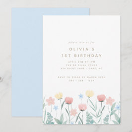 Schöne Wildblume Bouquet Geburtstag Einladung