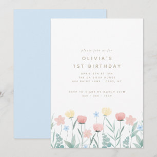 Schöne Wildblume Bouquet Geburtstag Einladung