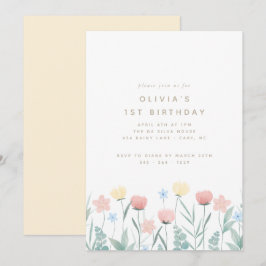 Schöne Wildblume Bouquet Geburtstag Einladung