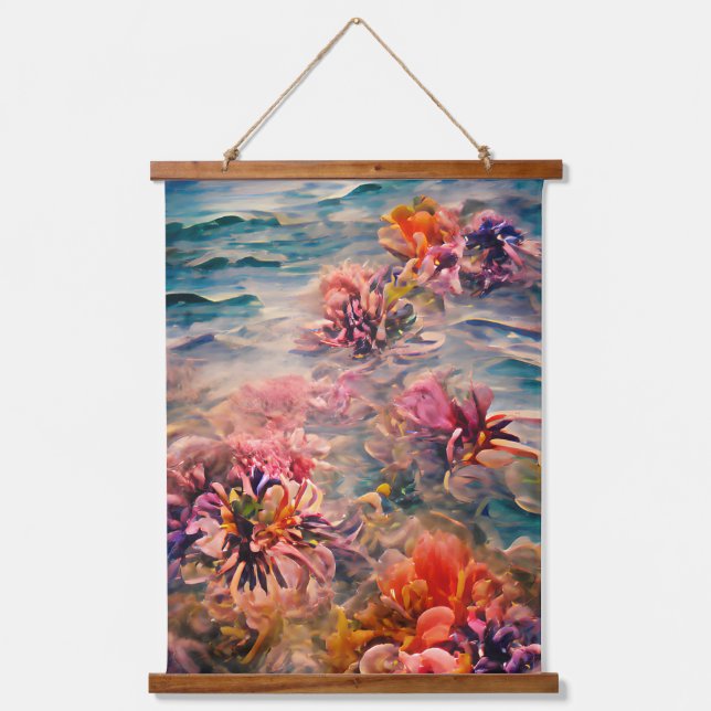 Schöne Wildblume Fantasy Art Wandteppich Mit Holzrahmen (Vorderseite)