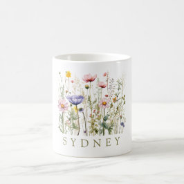 Schöne Wildblume Wasserfarbe Botanischer Garten Kaffeetasse