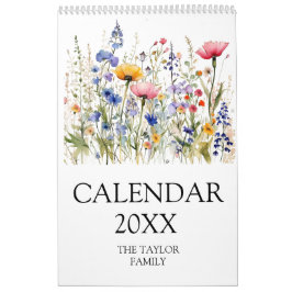 Schöne Wildblume Wasserfarbe Botanischer Garten Kalender