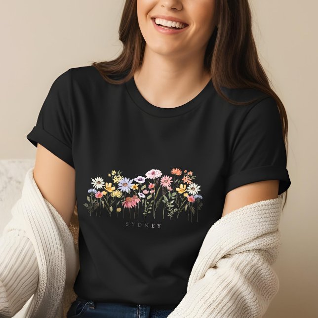 Schöne Wildblume Wasserfarbe Botanischer Garten Tri-Blend Shirt (Beautiful Watercolor Wildflower Botanical Garden Tri-Blend Shirt)