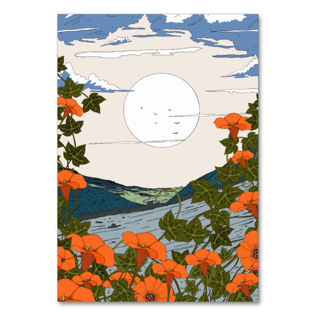 Schöne Wildblume Wiesen Landschaft Tischnummer (Vorderseite)