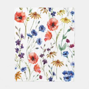 Schöne Wildblumen, Aquarell, Mohn, Fleecedecke