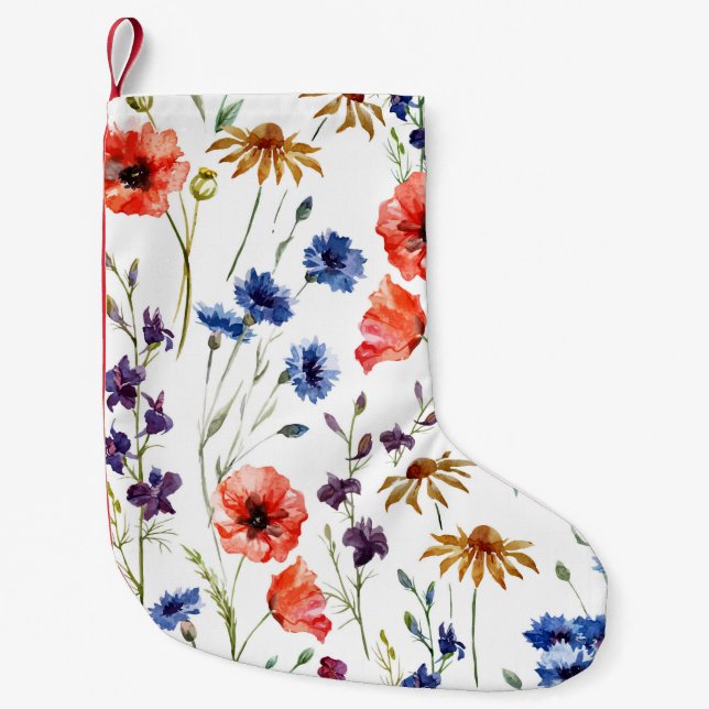 Schöne Wildblumen, Aquarell, Mohn, Kleiner Weihnachtsstrumpf (Vorderseite)