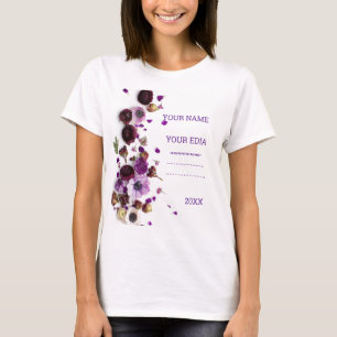 Schöne Wildblumen besticktes Hemd, Dunkelgrün D T-Shirt