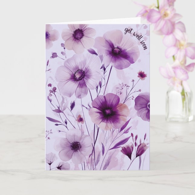 Schöne Wildblumen Blume WERDEN BALD GUT Karte (Orchidee)