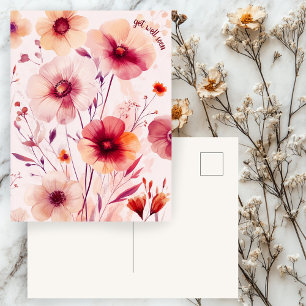 Schöne Wildblumen Blumen GUTE BESSERUNG Postkarte