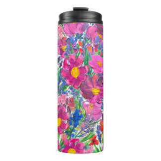 Schöne Wildblumen: Handgezeichnete Kunst. Thermosbecher