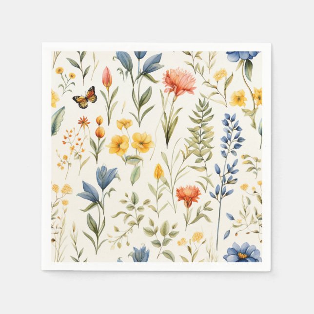 Schöne Wildblumen Natur Trendy Blumenzwiese Serviette (Vorderseite)