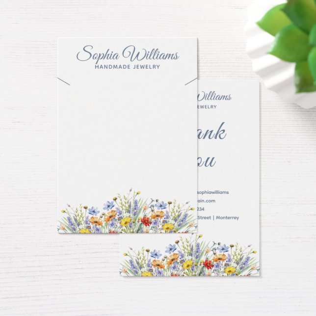 Schöne Wildblumen-Rand-Halsketten-Displaykarte (Schreibtisch)