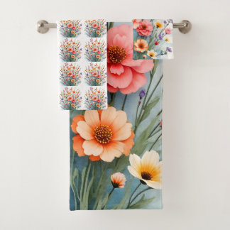 Schöne Wildblumen-Trendy-Luxus-Kollektion Badhandtuch Set