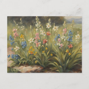 Schöne Wildblumen wachsen Naturillustration Postkarte