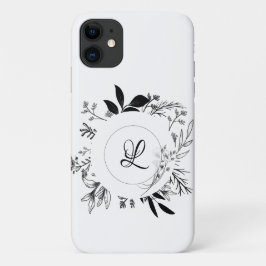Schöne wilde Blume Doodle Monogram Case-Mate iPhone Hülle