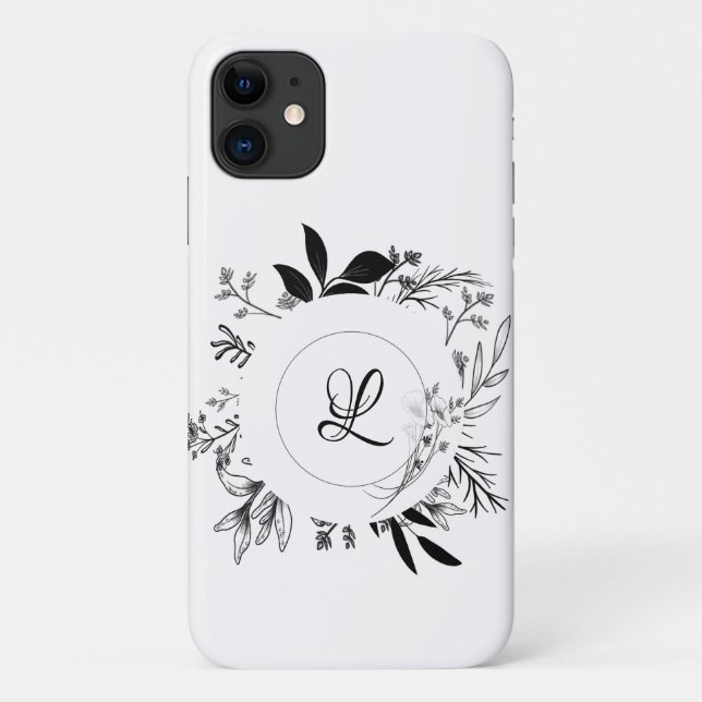 Schöne wilde Blume Doodle Monogram Case-Mate iPhone Hülle (Rückseite)