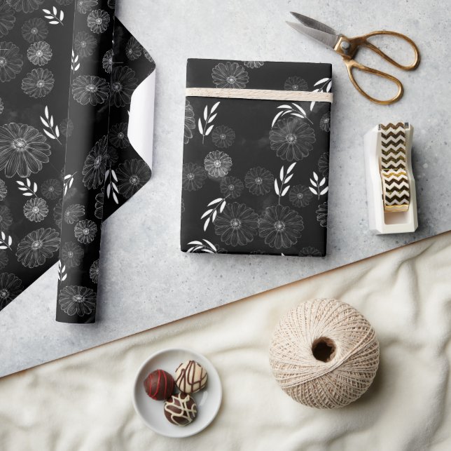 Schöne Wilde Blume Doodles Muster Wrapping Pap Geschenkpapier (Basteln)