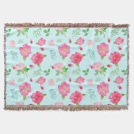 Schöne wilde Rose und Rose Wasserfarbenes Muster Decke