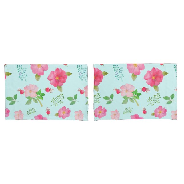 Schöne wilde Rose und Rose Wasserfarbenes Muster Kissenbezug (Vorderseite-Set)