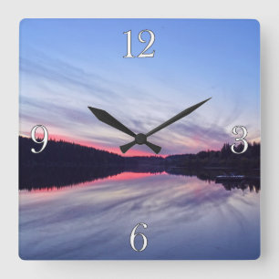 Schöne Wildnis Sonnenuntergang über dem Foto Quadratische Wanduhr