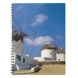 Schöne Windmühlen auf der Insel Mykonos, Notizblock
