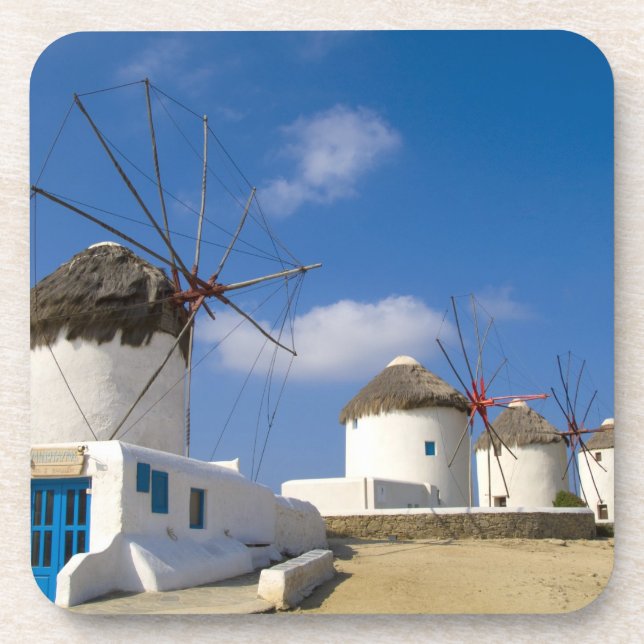 Schöne Windmühlen auf der Insel Mykonos, Untersetzer (Vorderseite)