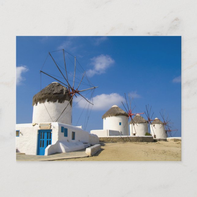 Schöne Windmühlen auf Mykonos, Postkarte (Vorderseite)
