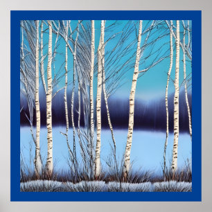 Schöne Winter Birch Poster