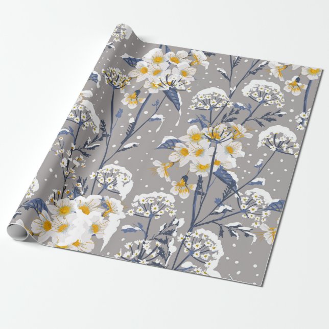 Schöne Winter-Blume blühend im Schnee delig Geschenkpapier (Ungerollt)