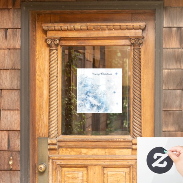 Schöne Winter Frost Weihnachten Fensteraufkleber (Haustür)