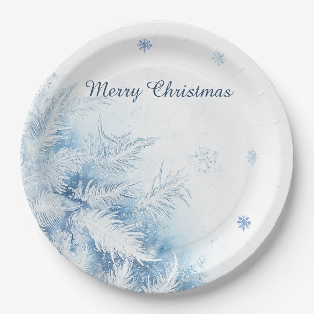 Schöne Winter Frost Weihnachten Pappteller (Vorderseite)