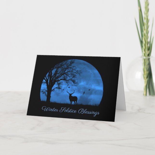 Schöne Winter Solstice Segnungen mit Elk Karte (Vorderseite)