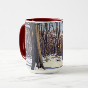 Schöne Winterbäume in Violett Blau Weiß Orange Tasse