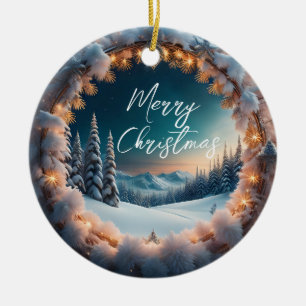 Schöne Winterlandschaft Weihnachten Keramik Ornament