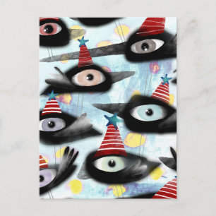 Schöne Winterparty der Krähen Postkarte