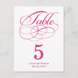 Schöne Wirbel Hochzeitkarte für Tischnummer