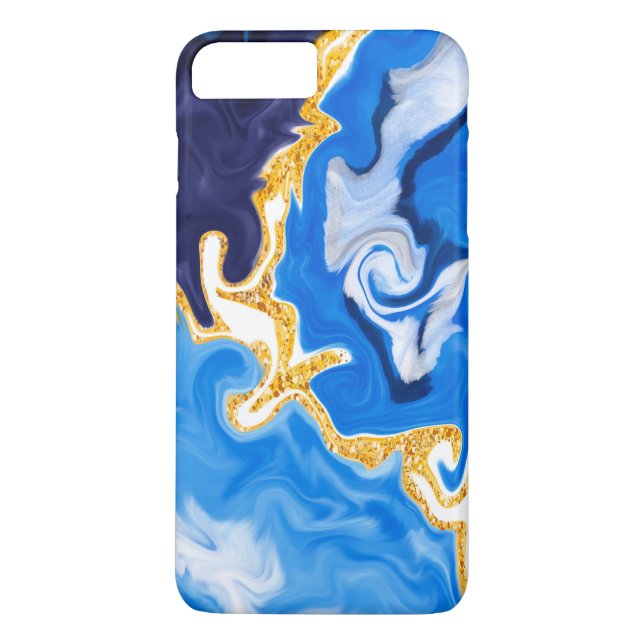 Schöne Wirbel wie Wasser, Blau, Gold und Weiß Case-Mate iPhone Hülle (Rückseite)