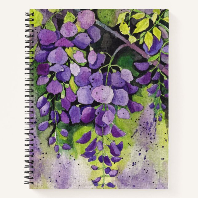 Schöne Wisteria Blume im Aquarell Editor Notizbuch (Vorderseite)