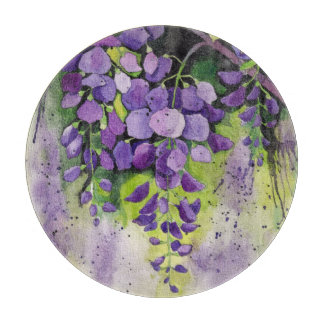 Schöne Wisteria Blume im Wasserfarbenbereich Schneidebrett