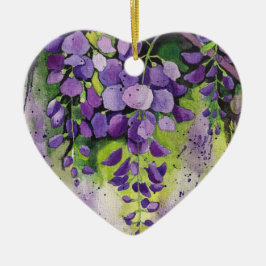 Schöne Wisteria Blume in Aquarell Keramik t Keramik Ornament