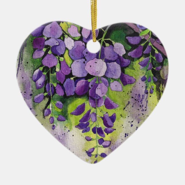 Schöne Wisteria Blume in Aquarell Keramik t Keramik Ornament (Vorne)