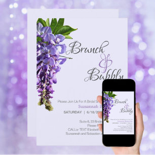 Schöne Wisteria-Brunch-Sekt-Brautparty Einladung