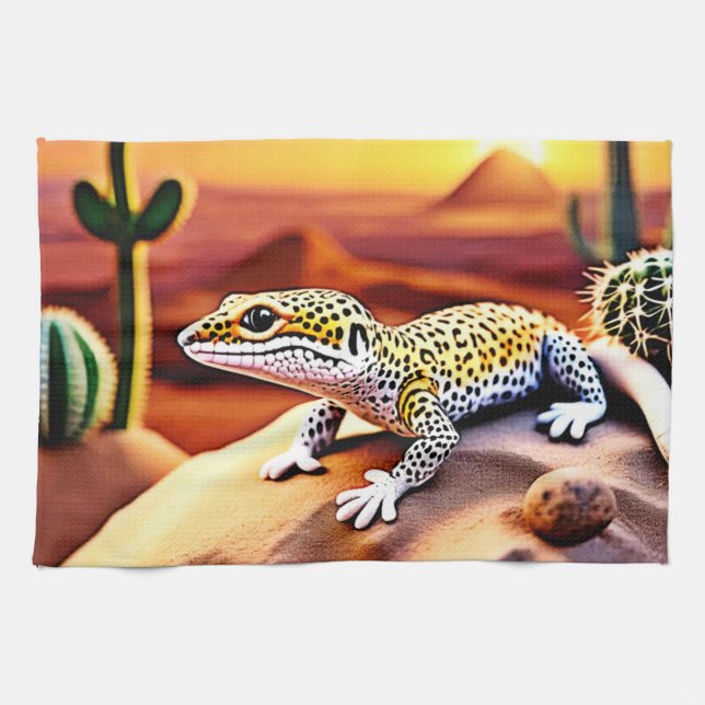 Schöne Wüstenleopard Gecko Design Geschirrtuch (Horizontal)