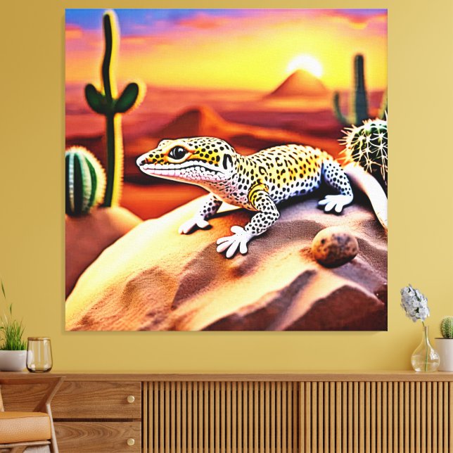 Schöne Wüstenleopard Gecko Design Leinwanddruck (Insitu (Wohnzimmer))