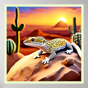 Schöne Wüstenleopard Gecko Design Poster