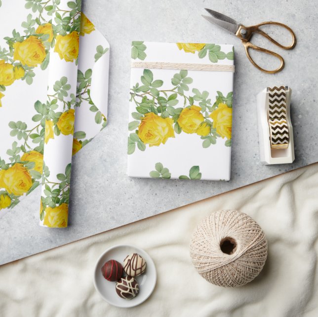 Schöne Yellow Wedding Rose Blume Geschenkpapier (Kunsthandwerk)