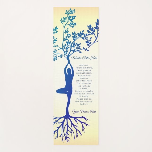 Schöne Yogi-Baum-Pose Vrksasana Silhouette-Wurzel Yogamatte (Vorderseite)