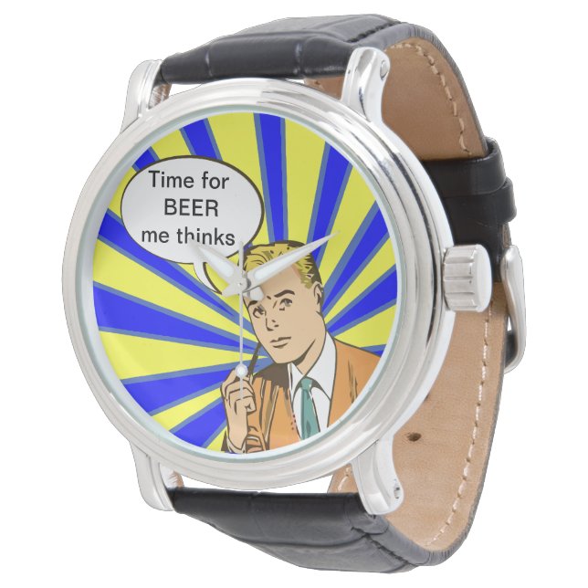 Schöne Zeit für Bier Armbanduhr (Schrägansicht)