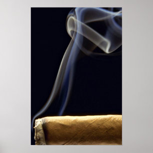 Schöne Zigarre mit Rauche Poster