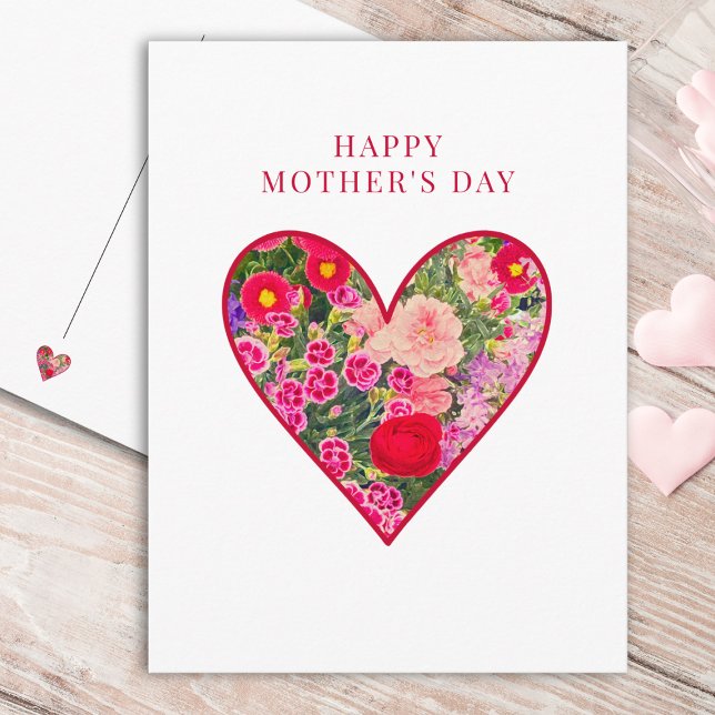 Schönen Muttertag Blumen-Herz-Geschenk für Mama Cu Feiertagspostkarte (Von Creator hochgeladen)